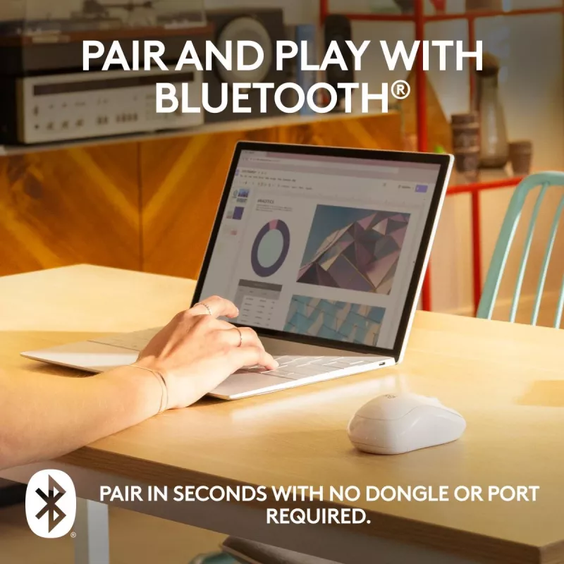 Pelė Logitech M240 Silent Bluetooth Wireless balta