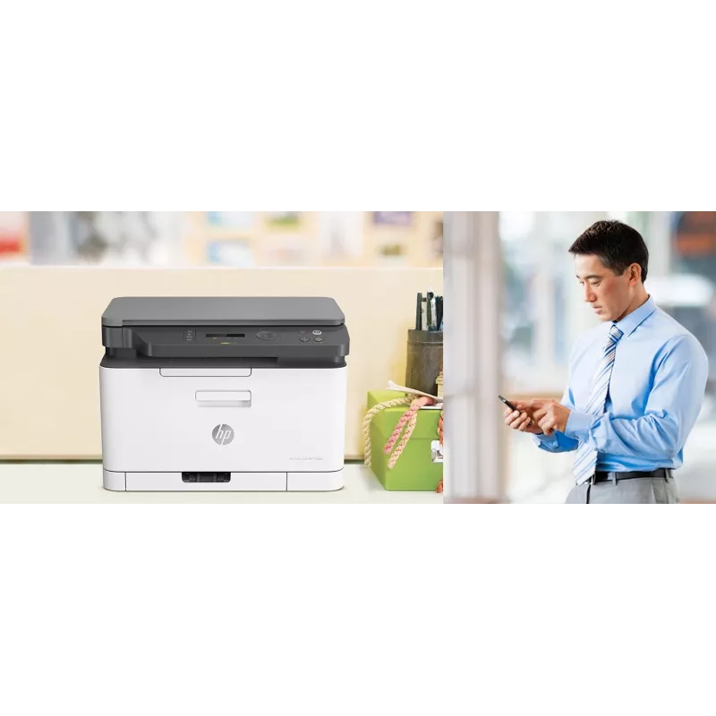 Daugiafunkcis spausdintuvas HP Color Laser MFP 178nw – spalvotas spausdinimas, A4, 18 ppm (n/j), Wi‑Fi, Ethernet, dvipusis skenavimas