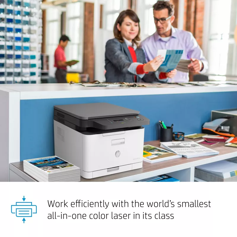 Daugiafunkcis spausdintuvas HP Color Laser MFP 178nw – spalvotas spausdinimas, A4, 18 ppm (n/j), Wi‑Fi, Ethernet, dvipusis skenavimas