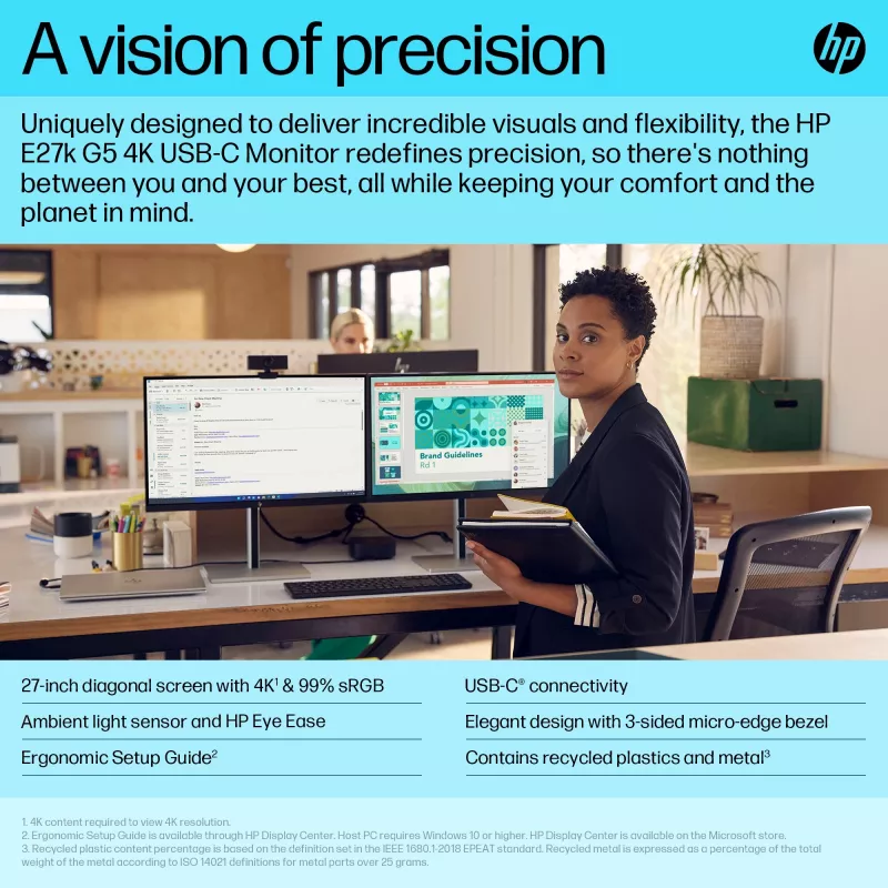 Monitorius HP E-Series E27k G5 27 colių 4K Ultra HD LCD 3840 x 2160