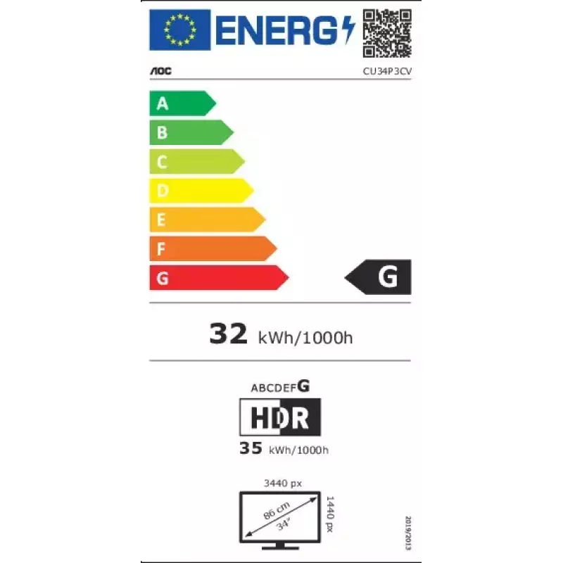 AOC CU34P3CV monitorius 86,4 cm (34 colių) 3440 x 1440 pikselių UltraWide Quad HD LED juodas