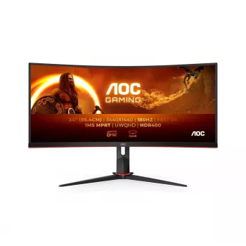 34 colių AOC CU34G2XP/BK VA monitorius, 3440×1440, 21:9, 180 Hz, 1 ms, 2×HDMI, juodas