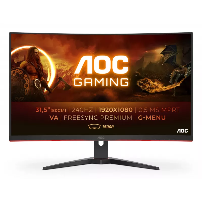 AOC G2 C32G2ZE/BK monitorius 80 cm (31,5 colio) 1920 x 1080 pikselių Full HD LED Juodas, Raudonas
