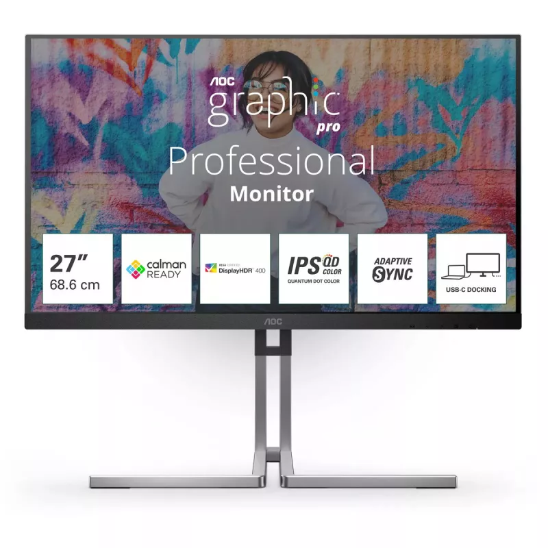 AOC Q27U3CV monitorius 68,6 cm (27 colių) 2560 x 1440 pikselių Quad HD LCD juodas