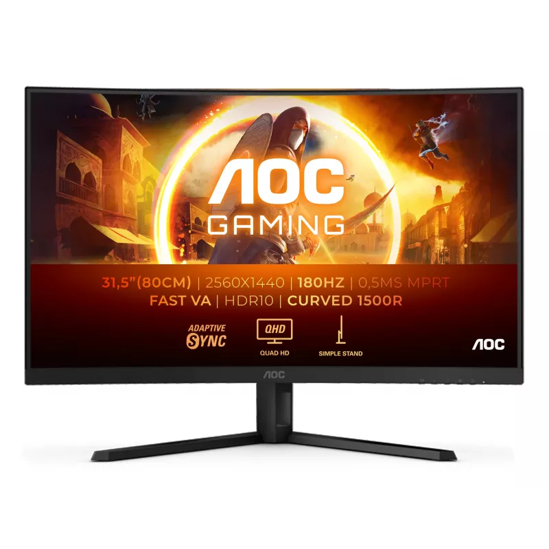 AOC G4 CQ32G4VE monitorius 80 cm (31,5 col.) 2560 x 1440 pikselių Quad HD LCD juodas, pilkas