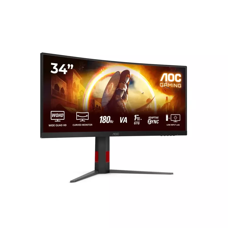 AOC G4 CU34G4 monitorius 86,4 cm (34 colių) 3440 x 1440 pikselių Wide Quad HD LED juodas, raudonas