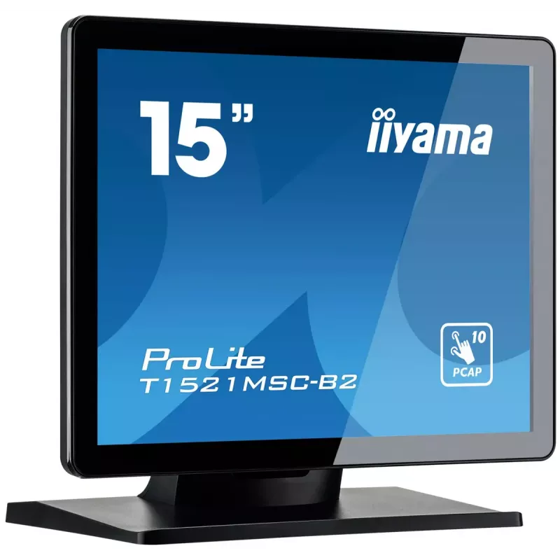 iiyama ProLite T1521MSC-B2 monitor kompiuterinis 38,1 cm (15 colių) 1024 x 768 pikseliai XGA LED liečiamasis stalinis juodas