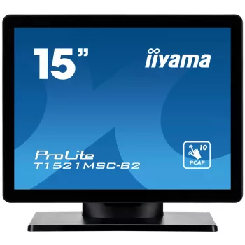 iiyama ProLite T1521MSC-B2 monitor kompiuterinis 38,1 cm (15 colių) 1024 x 768 pikseliai XGA LED liečiamasis stalinis juodas
