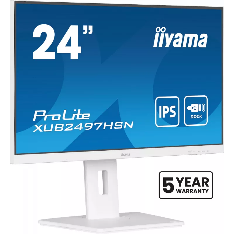 IIYAMA ProLite XUB2497HSN-W2 23,8 colių Full HD IPS LED monitorius su USB-C dokstote, baltas