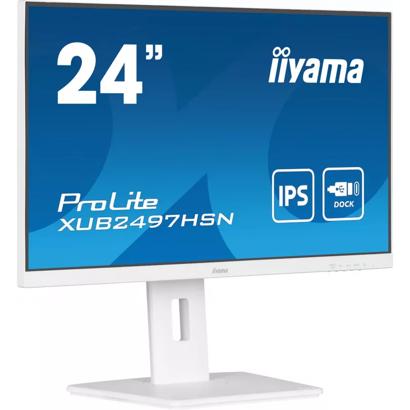 IIYAMA ProLite XUB2497HSN-W2 23,8 colių Full HD IPS LED monitorius su USB-C dokstote, baltas