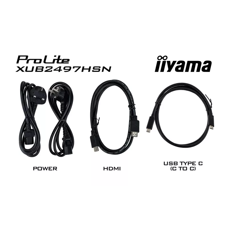 IIYAMA ProLite XUB2497HSN-W2 23,8 colių Full HD IPS LED monitorius su USB-C dokstote, baltas