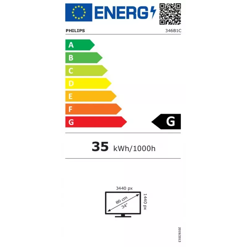 Philips B Line 346B1C/00 monitorius 86,4 cm (34 colių) 3440 x 1440 pikselių Quad HD LCD juodas