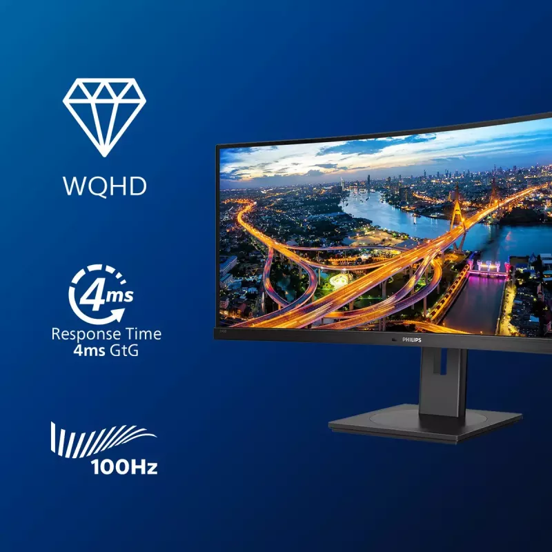 Philips B Line 346B1C/00 monitorius 86,4 cm (34 colių) 3440 x 1440 pikselių Quad HD LCD juodas