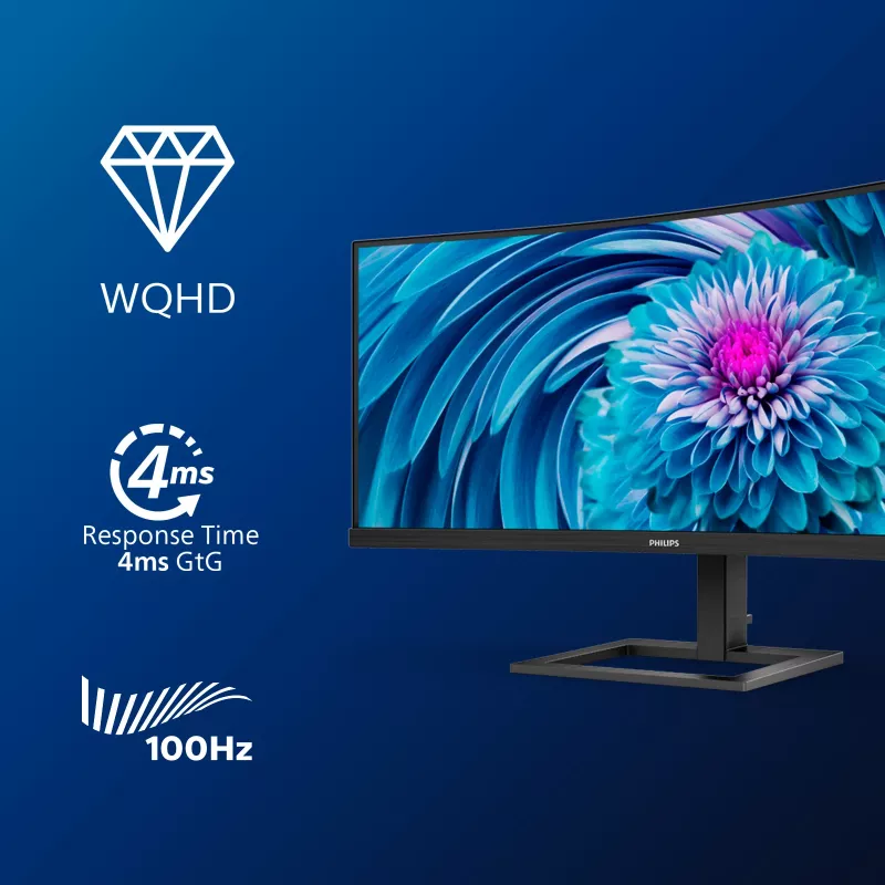 Philips E Line 346E2CUAE/00 monitor 86,4 cm (34 colių) 3440 x 1440 pikselių Wide Quad HD+ LCD juodas