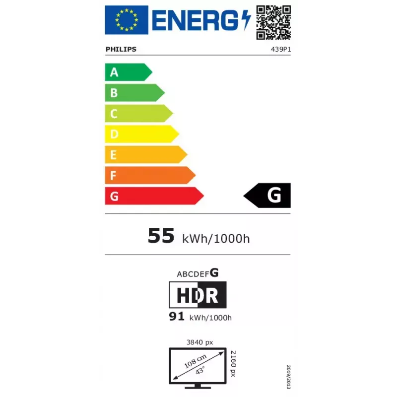 Philips P Line 439P1/00 monitorius 108 cm (42,5 colio) 3840 x 2160 pikselių 4K Ultra HD LCD juodas