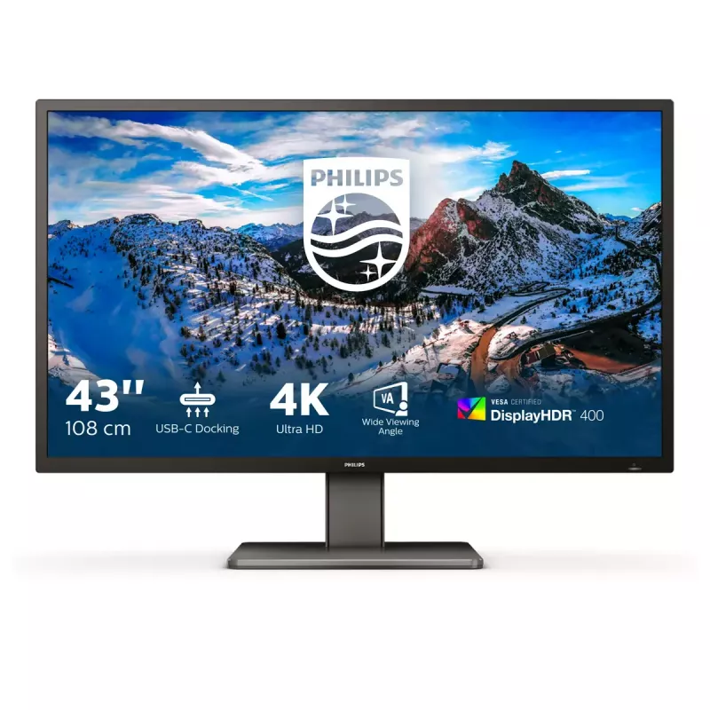 Philips P Line 439P1/00 monitorius 108 cm (42,5 colio) 3840 x 2160 pikselių 4K Ultra HD LCD juodas