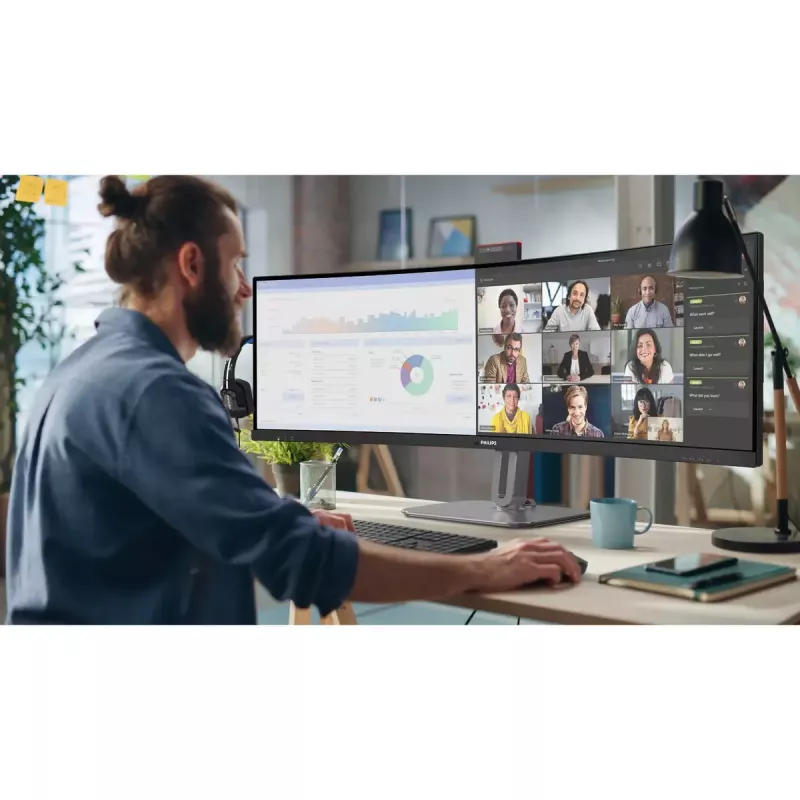 Philips 49B2U6900CH/00 monitor 124 cm (48,8 colio) 5120 x 1440 pikselių Dual QHD LCD juodas