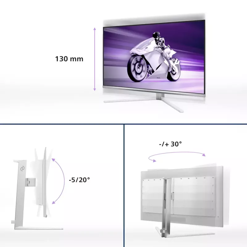 Philips Evnia 8000 32M2N8900/00 monitorius 80 cm (31,5 colio) 3840 x 2160 pikselių 4K Ultra HD QD-OLED Baltas