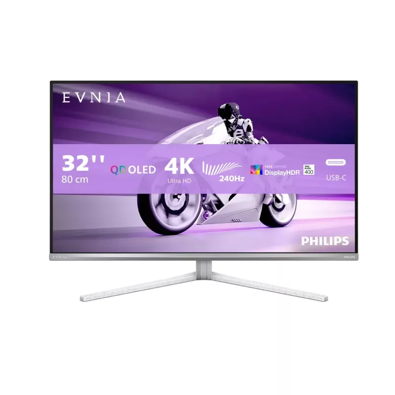 Philips Evnia 8000 32M2N8900/00 monitorius 80 cm (31,5 colio) 3840 x 2160 pikselių 4K Ultra HD QD-OLED Baltas