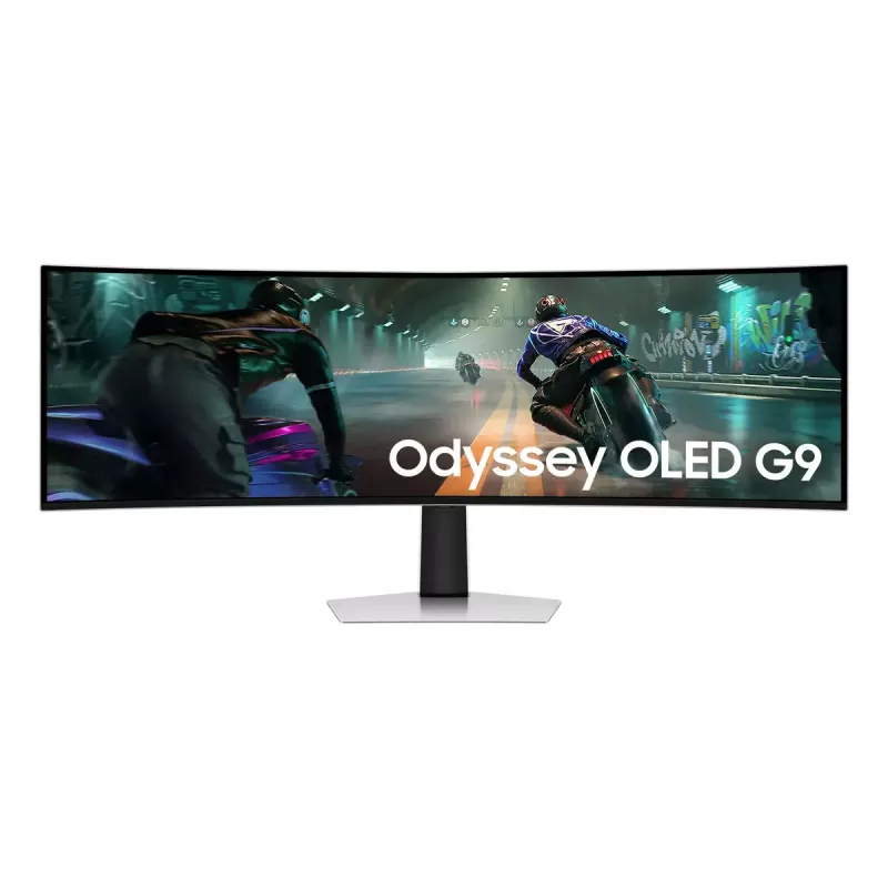 49 colių OLED lenktas monitorius Samsung S49DG910SU – Dual QHD 5120×1440, 32:9, 0,03 ms, 2×USB-C, VESA, reguliuojamas aukštis