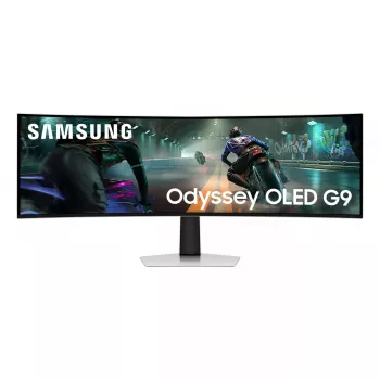 49 colių OLED lenktas monitorius Samsung S49DG910SU – Dual QHD 5120×1440, 32:9, 0,03 ms, 2×USB-C, VESA, reguliuojamas aukštis