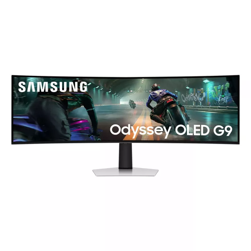 49 colių OLED lenktas monitorius Samsung S49DG910SU – Dual QHD 5120×1440, 32:9, 0,03 ms, 2×USB-C, VESA, reguliuojamas aukštis