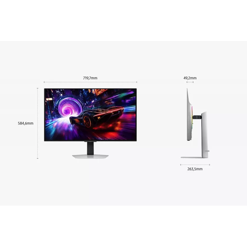 Monitorius Samsung S32FG810SU 32 colių OLED 2160 x 3840 4K UHD, 0,03 ms, 178° žiūrėjimo kampas, VESA, aukščio reguliavimas, sidabrinis