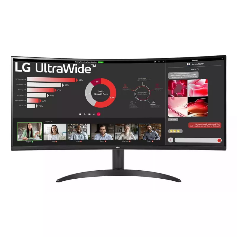 Monitorius LG 34WR50QK-B 34 colių lenktas VA WQHD 3440x1440 5 ms 21:9 100 Hz VESA, juodas