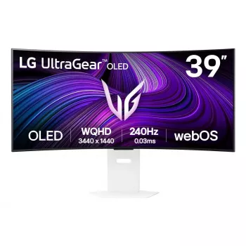 39 colių OLED monitorius LG 39GX90SA-W — 3440 x 1440, 21:9, lenktas, įmontuoti garsiakalbiai, VESA, USB-C
