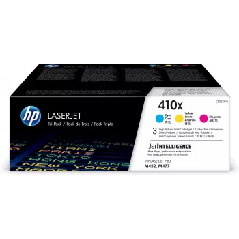 HP 410X 3 vnt. didelės išeigos žydros/magenta/geltonos originalios LaserJet tonerio kasetės