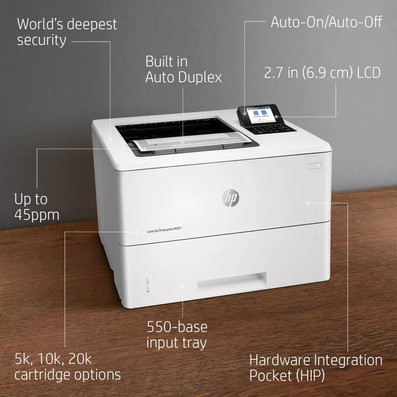 HP LaserJet Enterprise M507dn, lazerinis, 1200 x 1200 DPI, A4, 43 ppm, dvipusis spausdinimas, paruoštas tinklui