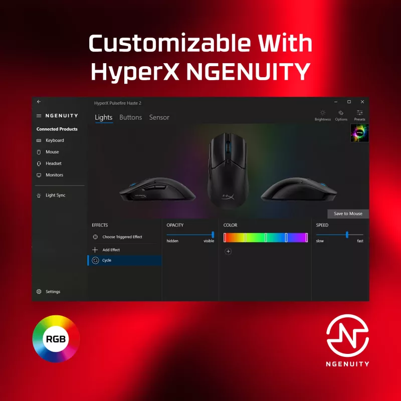 HyperX Pulsefire Haste 2 - Žaidimų pelė (Juoda)