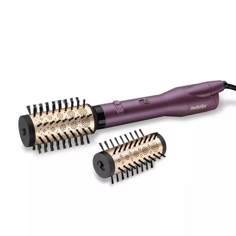 Karšto oro šepetys BABYLISS Big Hair Dual AS950E — 650 W, 2 šildymo lygiai, 5 cm cilindras, 2 šepečių antgaliai, 2,5 m laidas, Violetinė/Rožinis auksas/Juoda