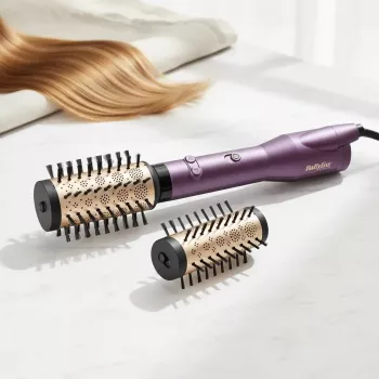 Karšto oro šepetys BABYLISS Big Hair Dual AS950E — 650 W, 2 šildymo lygiai, 5 cm cilindras, 2 šepečių antgaliai, 2,5 m laidas, Violetinė/Rožinis auksas/Juoda