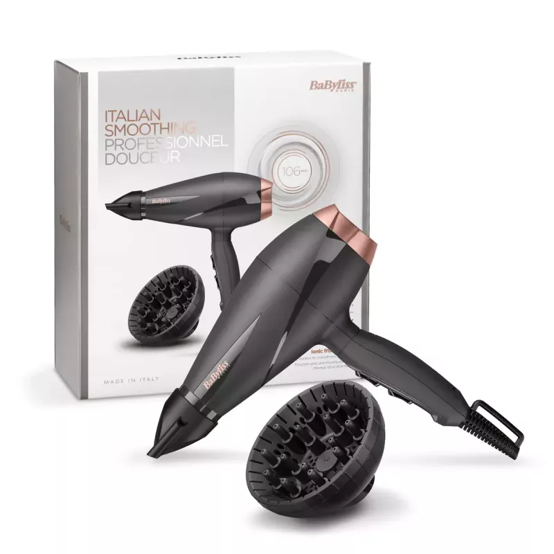 Plaukų džiovintuvas BABYLISS 6709DE 2100 W su jonizacija, difuzoriumi ir koncentratoriumi, 2 greičiai, 2 šilumos lygiai, juodas