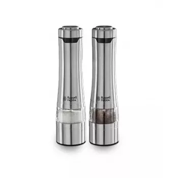 Russell Hobbs 23460-56 druskos ir pipirų malūnėlių rinkinys – nerūdijantis plienas, keraminiai mechanizmai, baterijomis maitinamas