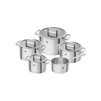 ZWILLING Vitality 5 dalių puodų rinkinys iš nerūdijančio plieno su stikliniais dangčiais (66460-000-0)