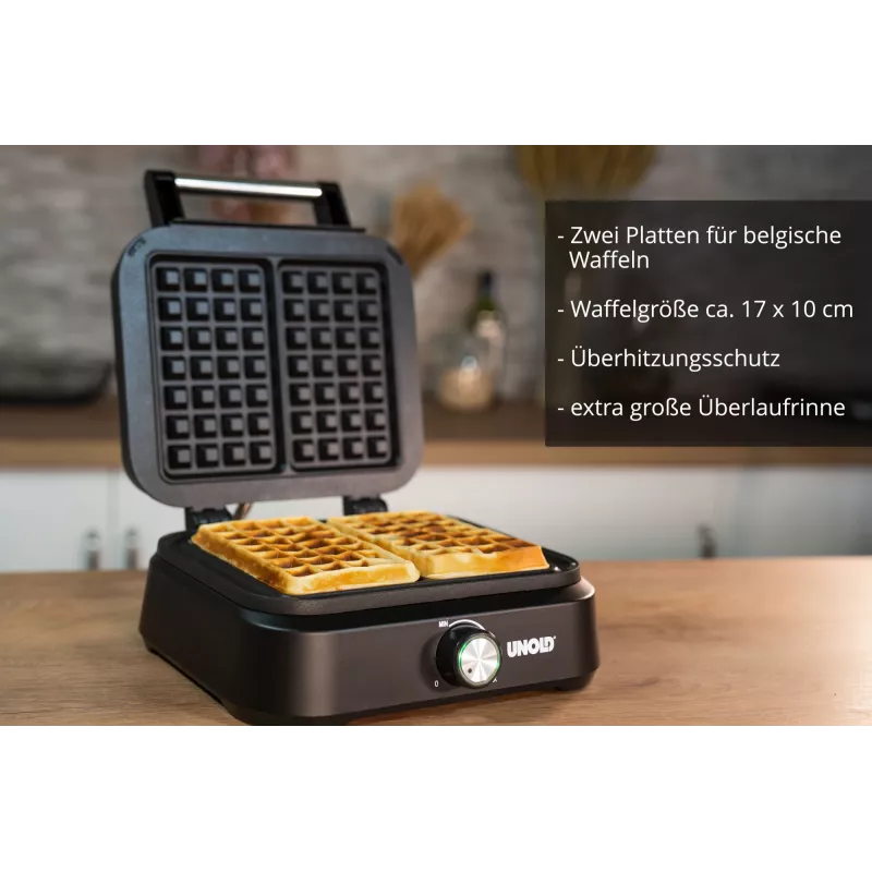 Vafelinė Unold Belgian Waffle Iron Brussels 2 vafliai stačiakampiai juoda 1500W
