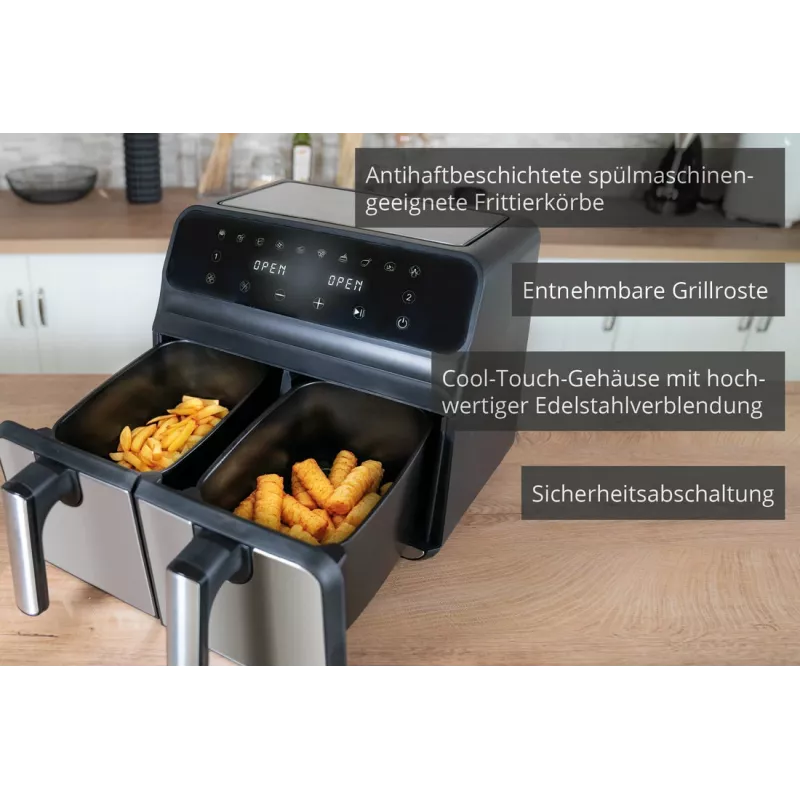 Unold 58685 dvisienė karšto oro gruzdintuvė 8 L 1700 W juoda, pilka