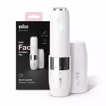 Braun Face FS1000 mini elektrinis veido plaukelių šalintuvas moterims - baltas