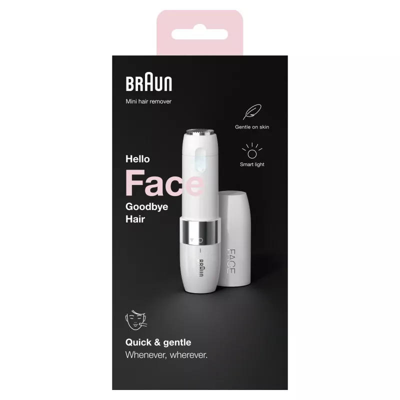 Braun Face FS1000 mini elektrinis veido plaukelių šalintuvas moterims - baltas