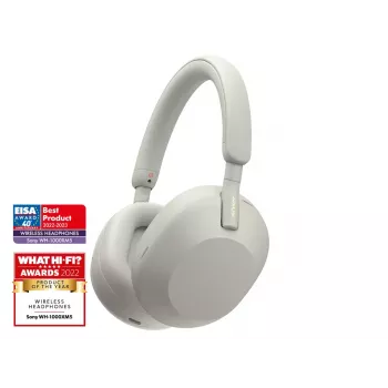 Sony WH-1000XM5 ausinės laidinės ir belaidės, ant galvos, skambučiams/muzikai, sidabrinės, baltos