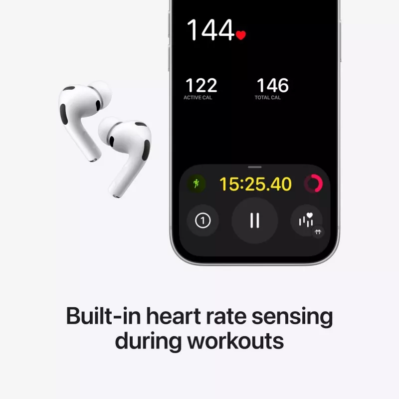 Ausinės Apple AirPods Pro (3 kartos) – Tikrai belaidės, H2 lustas, IP57, USB-C įkrovimo dėklas, ANC, Skaidrumo režimas