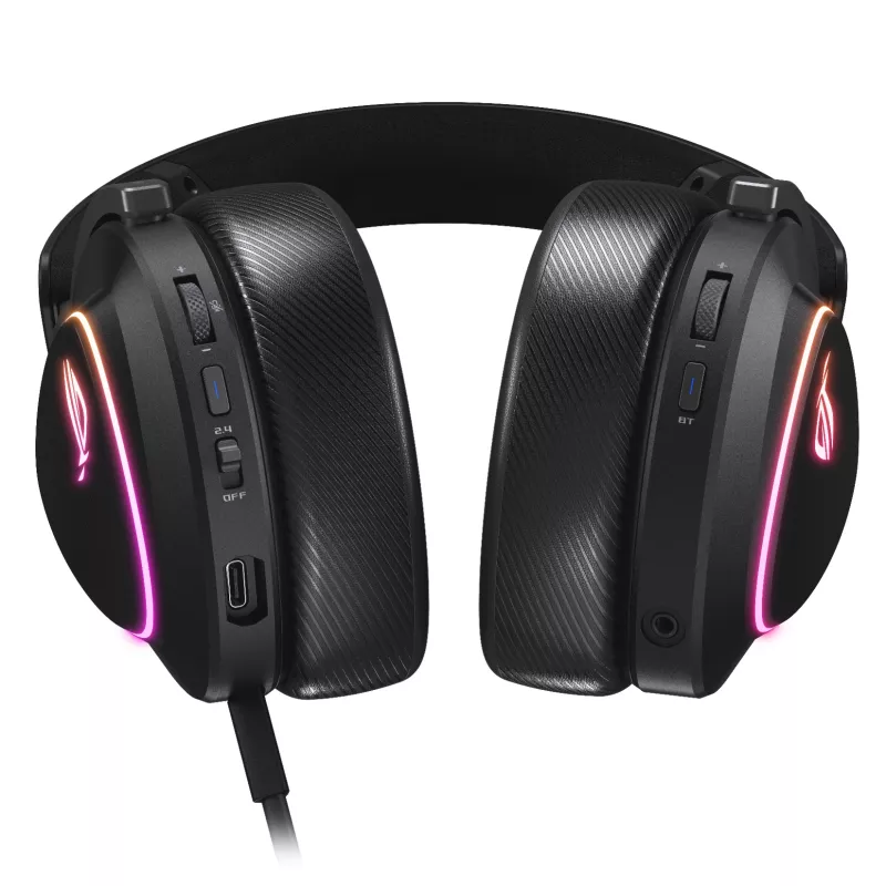 Ausinės ASUS ROG DELTA II, laidinės/belaidės, žaidimų, USB-C, Bluetooth, juodos