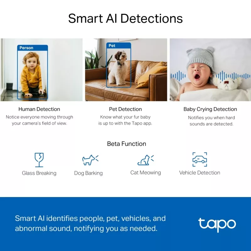 TP-Link Tapo Pan/Tilt AI namų apsaugos belaidė IP kamera
