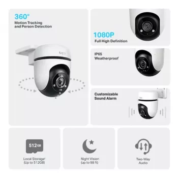 TP-Link Tapo lauko PTZ apsaugos WiFi kamera, IP apsaugos kamera, vidaus ir lauko, belaidė, Amazon Alexa ir Google Assistant, vidinė, CE, FCC, RoHS, RCM
