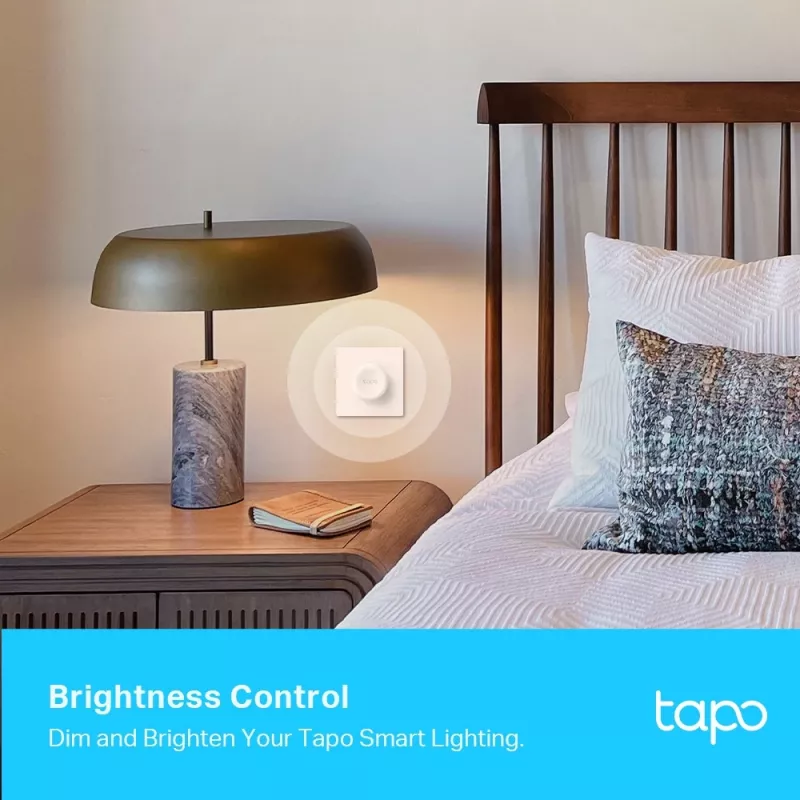TP-Link Tapo S200D išmanusis nuotolinio valdymo pritemdytuvas, išorinis, mygtukai ir sukamoji rankenėlė, CR2032 elementas, baltas