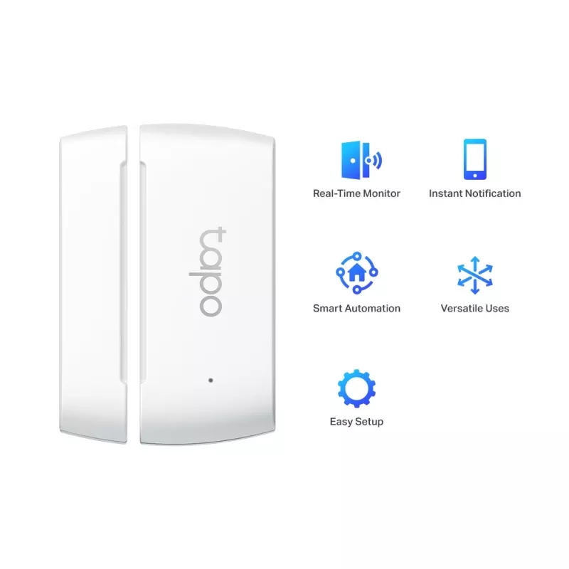 TP-Link Tapo belaidis kontaktinis jutiklis, baltas, 922 MHz, durims/langams, 0–40 °C, CR2032