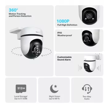 IP stebėjimo kamera TP-Link Tapo C500 lauko PTZ kupolas, Wi-Fi, 1080p, 360° horizontaliai, 30 m naktinis matymas