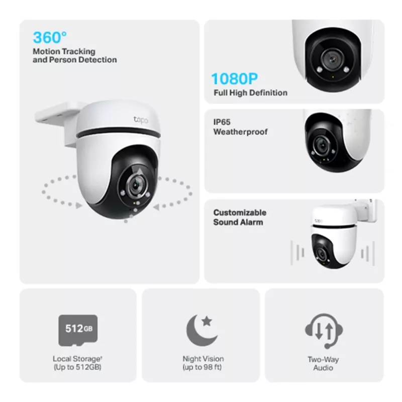 IP stebėjimo kamera TP-Link Tapo C500 lauko PTZ kupolas, Wi-Fi, 1080p, 360° horizontaliai, 30 m naktinis matymas